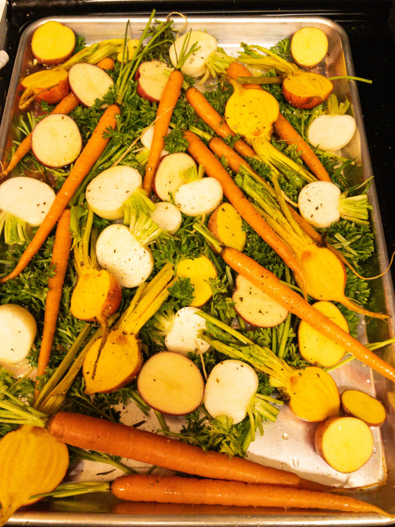 Roasted Root Veggies & Steamed Artichokes - A Balanced You